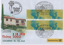 Germany Deutschland 2003 FDC Ticino Briefmarkenausstellung Philatelic Exhibition Locarno Switzerland, Bonn - 2001-2010