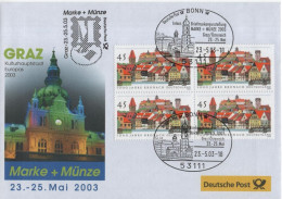 Germany Deutschland 2003 FDC Graz Briefmarkenausstellung Philatelic Exhibition Austria Osterreich, Bonn - 2001-2010