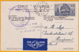 1938 - Carte Commémorative Par Avion De Paris Départ Vers Hoogeren (Pays Bas) - Timbre Seul YT 400 - 1927-1959 Covers & Documents
