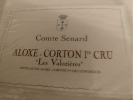 ÉTIQUETTE DE VIN ALOXE-CORTON PREMIER CRU LES VALOZIERES DOMAINE COMTE SENARD - Bourgogne