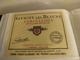 ÉTIQUETTE DE VIN SAVIGNY-LÈS-BEAUNE VERGELÈSSES 1964 DOMAINE ROGER CLERGET - Bourgogne