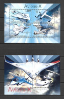 Burundi 2012 Airplanes - 2 MS MNH - Nuevos