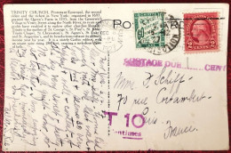 Etats-Unis, Divers Sur Carte, Cachet NEW YORK.N.Y.STA.W 1927 Pour La France + Griffe Et TAXE - (C1478) - Postal History