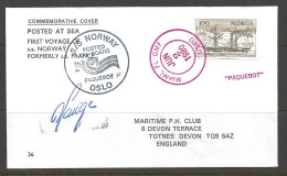 1980 Paquebot Cover, Norway Stamp Used In Miami Florida  - Lettres & Documents