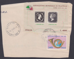 Italy 1990 Used Cover Rome Exposition, Philately, Victoria, Music, Musical Instrument - 1981-90: Marcophilie