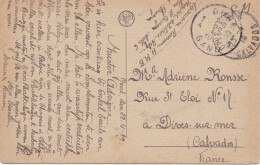 Soldat Milicien - Hopital Militaire  Maurice Ronsse Bruges - Poste Militaire  Gent 22-4-1919 - Dives Sur Mer ( France ) - Covers & Documents