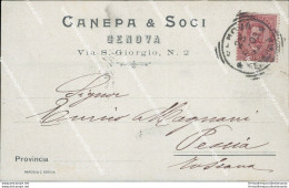 Cl42 Cartolina  Commerciale Genova Canepa E Soci Tondo Riquadrato 1896 - Genova (Genoa)