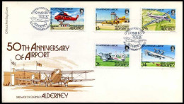 Alderney - FDC -  50th Anniversary Of Airport                                    - Alderney