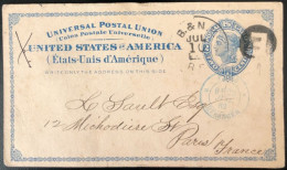 Etats-Unis, Entier-carte, Cachet B. & N.Y. 1882 + Killer E Pour La France - Cachet D'entrée - (C717) - ...-1900