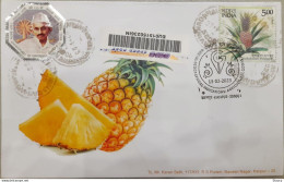 India 2023 GI Geological Indications - VAZHAKULAM PINEAPPLE, MAHATMA GANDHI Comb Kanpur REGISTERED SPEED POST FDC COVER - Storia Postale