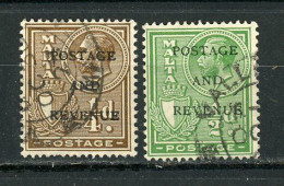 MALTE (GB) : GEORGE V - N° Yvert 135+136 Obli. - Malte (...-1964)