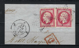 FRANCE Ca.1862: 2x Le Y&T 24,   TB Obl. "étoile Muette" Et CAD "Paris J" Sur B Fragment - 1853-1860 Napoleon III