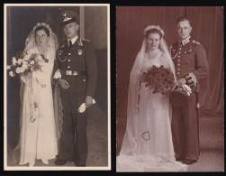 2 Fotos Kriegs - Hochzeit. Jeweils Bräutigam In Uniform, Dabei  1 X Luftwaffe. - 1939-45