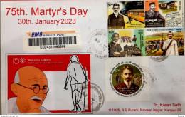 India 30th.January'2023 75th. Martyr's Day "Mahatma Gandhi" Stamped Postal Used By Registered Speed Post Cover Per Scan - Storia Postale