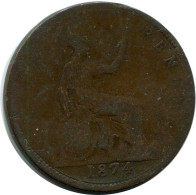 PENNY 1874 UK GROßBRITANNIEN GREAT BRITAIN Münze #AZ737.D.A - D. 1 Penny