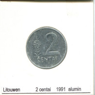 2 CENTAI 1991 LITUANIE LITHUANIA Pièce #AS704.F.A - Litouwen