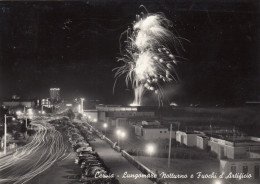 CARTOLINA  CERVIA RAVENNA EMILIA ROMAGNA LUNGOMARE NOTTURNO E FUOCHI D'ARTIFICIO VIAGGIATA 1965  Y15 - Ravenna