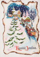 Feliz Año Navidad CABALLO IGLESIA Vintage Tarjeta Postal CPSM #PAY300.A - New Year