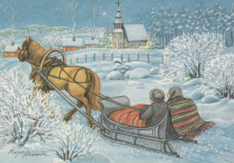 Happy New Year Christmas HORSE Vintage Postcard CPSM #PAW968.A - New Year