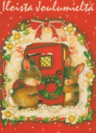 Bonne Année Noël LAPIN Vintage Carte Postale CPSM #PAV270.A - New Year