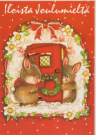 Happy New Year Christmas RABBIT Vintage Postcard CPSM #PAV267.A - New Year