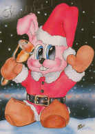 Buon Anno Natale CONIGLIO Vintage Cartolina CPSM #PAV079.A - New Year