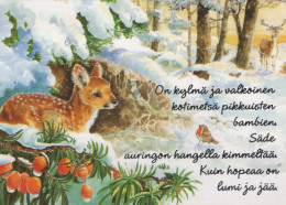 Bonne Année Noël CERF Vintage Carte Postale CPSM #PAU754.A - New Year