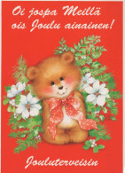 Feliz Año Navidad OSO DE PELUCHE Vintage Tarjeta Postal CPSM #PAU697.A - New Year