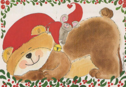 Bonne Année Noël OURS EN PELUCHE Vintage Carte Postale CPSM #PAU674.A - New Year