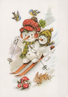 Happy New Year Christmas SNOWMAN Vintage Postcard CPSM #PAU111.A - New Year