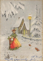Buon Anno Natale BAMBINO Vintage Cartolina CPSM #PAU058.A - New Year