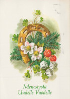 Bonne Année Noël FER À CHEVAL Vintage Carte Postale CPSM #PAT958.A - New Year