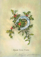 Bonne Année Noël FER À CHEVAL Vintage Carte Postale CPSM #PAT803.A - New Year