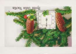 Bonne Année Noël HORLOGE DE TABLE Vintage Carte Postale CPSM #PAT773.A - New Year