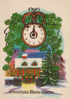 Buon Anno Natale OROLOGIO DA TAVOLO Vintage Cartolina CPSM #PAT747.A - New Year