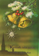 Bonne Année Noël CLOCHE Vintage Carte Postale CPSM #PAT493.A - New Year