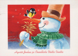 Bonne Année Noël BONHOMME DE NEIGE Vintage Carte Postale CPSM #PBM557.A - New Year