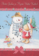 Neujahr Weihnachten SCHNEEMANN Vintage Ansichtskarte Postkarte CPSM #PAZ779.A - New Year