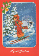 Neujahr Weihnachten SCHNEEMANN KINDER Vintage Ansichtskarte Postkarte CPSM #PAZ739.A - Neujahr