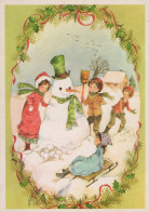 Buon Anno Natale PUPAZZO BAMBINO Vintage Cartolina CPSM #PAZ687.A - Neujahr