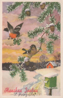 Buon Anno Natale UCCELLO Vintage Cartolina CPA #PKE813.A - New Year