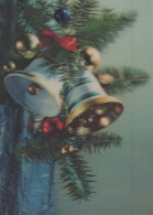 Neujahr Weihnachten BELL LENTICULAR 3D Vintage Ansichtskarte Postkarte CPSM #PAZ029.A - Neujahr