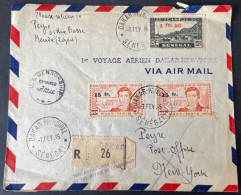 Lettre 1er Voyage Aérien Dakar New York 1945 Avec Censure US - Lettres & Documents