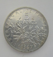 5 FRANCS 1967 PIECE EN ARGENT  RARE En SUP    Belle Patine - 5 Francs