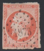 Napoléon 40c, N°16a, Orange Vif, Oblitéré PC 1873 = MARENNES, Cote 28€ ( CLA0724/2.4) - 1853-1860 Napoleon III