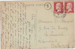 Paire Pasteur 45 C Rouge Sur Carte Postale Pour La Belgique - Briefe U. Dokumente