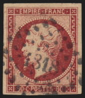 N°17Ac, 80c CARMIN-FONCÉ SUR PAILLE, Oblitéré, Signé A.BRUN Et ROUMET - TB - 1853-1860 Napoleon III