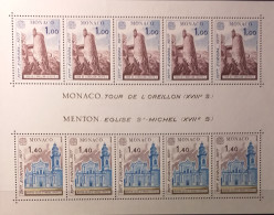 1977 - Monaco - MNH - Landscapes - Souvenir Sheet Of 5 X 2 Stamps - Blocks & Sheetlets