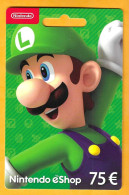 Carte Cadeau NINTENDO ËSHOP 75€ - - Gift Cards