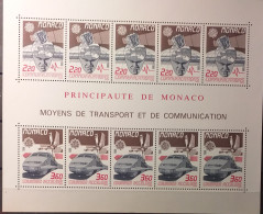 1988 - Monaco - MNH - Transports And Communication - Souvenir Sheet Of 5 X 2 Stamps - Blocks & Sheetlets